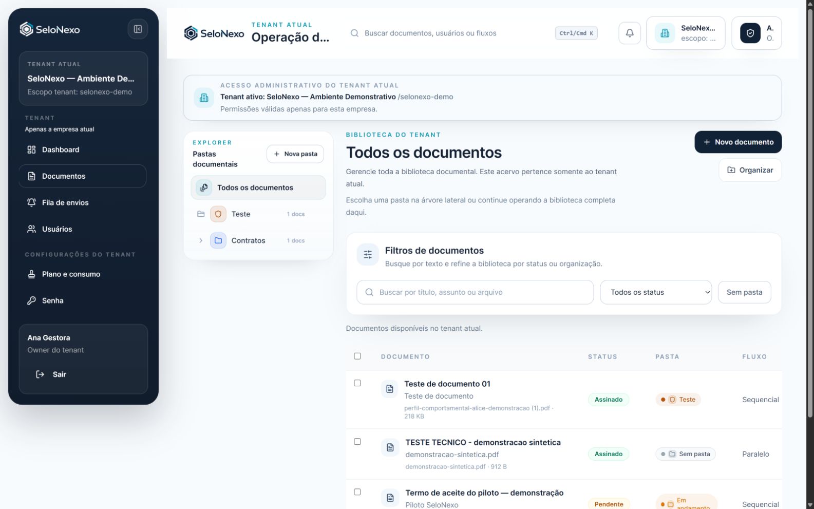 Biblioteca de documentos do SeloNexo
